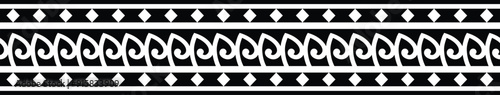 Polynesian tattoo design tribal border. Tribal design ethnic ornament maori band. Samoan Tattoo ribbon sleeve bracelet. Fabric seamless isolated hawaiian armband pattern on white background.