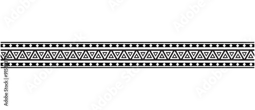 Polynesian pattern tribal tattoo border. Tribal tattoo geometric fore arm samoan band.Tattoo eps forearm samoan sleeve bracelet.Fabric seamless isolated hawaiian pattern on white background.