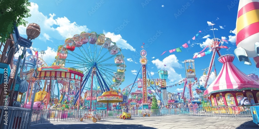 Whimsical Carnival of Comedy: A Fantasy Amusement Park with Zany Rides ...