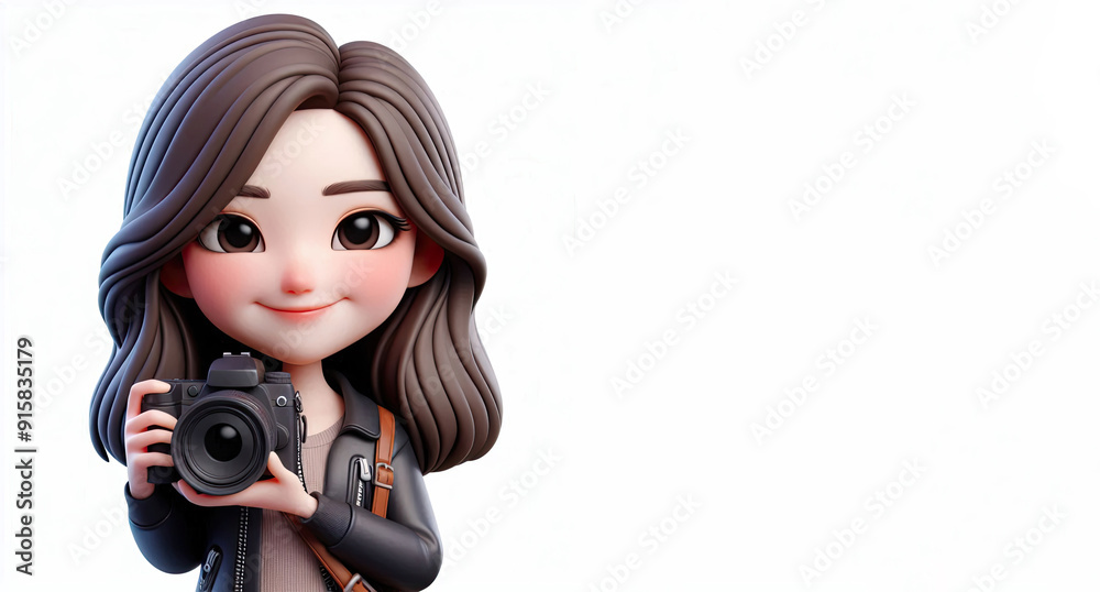 3D anime Character Photographer for world photography day theme background 3D anime Character Photographer for world photography day theme background