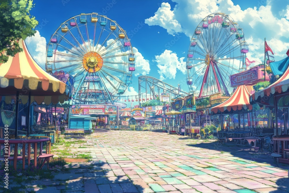 Whimsical Carnival of Comedy: A Fantasy Amusement Park with Zany Rides ...