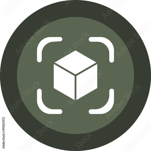 Cube Glyph Circle Icon