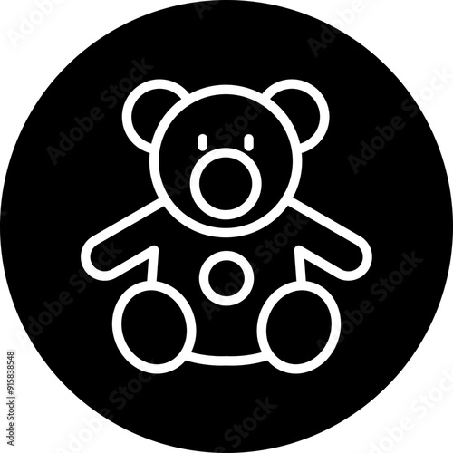 Teddy Bear Vector Line White Circle Black
