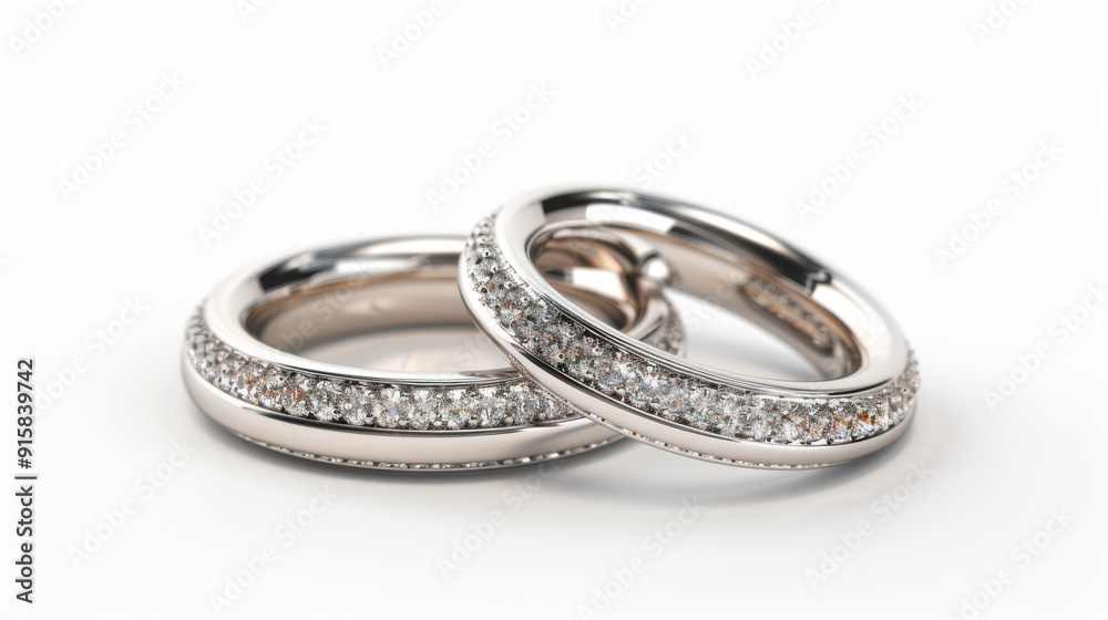 A beautiful image of wedding rings set against a clean white background. The simplicity and elegance make it perfect for use in marriage, engagement, and other romantic-themed designs and projects. A beautiful image of wedding rings set against a clean white background. The simplicity and elegance make it perfect for use in marriage, engagement, and other romantic-themed designs and projects.