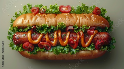 Hot dog on white background. Created with Generative AI