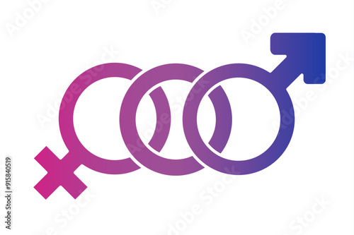 Bisexual symbol in  flag colors isolated on white