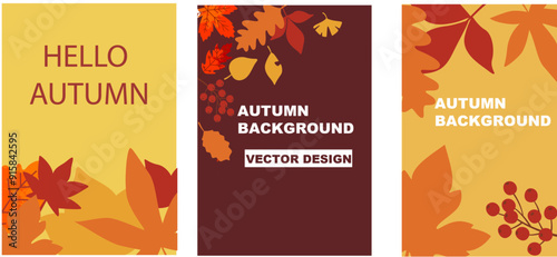 simple minimalist autumn fall vector design illustration background with autumn leaf theme design