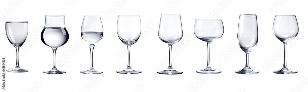 Set of Empty Wine Glasses in Various Shapes and Sizes Set of Empty Wine Glasses in Various Shapes and Sizes
