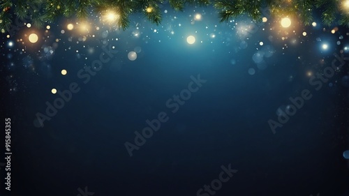 Abstract Navy Blue and Gold Foil Background with Light Effects