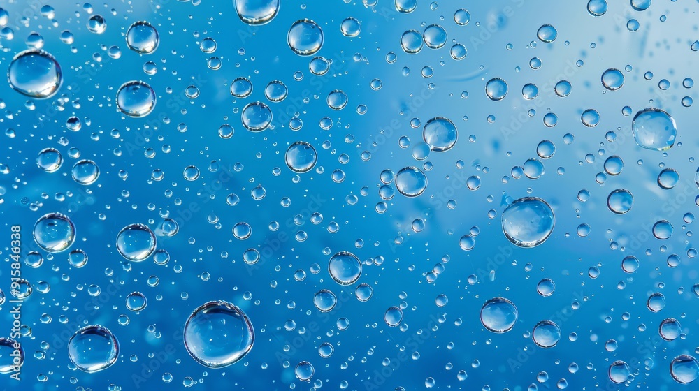Close up of water bubbles on blue background. Abstract blue fresh hygiene template. Luxury cosmetics body care and clean energy. Concept shot of transparent elegant vitality serum air bubbles Close up of water bubbles on blue background. Abstract blue fresh hygiene template. Luxury cosmetics body care and clean energy. Concept shot of transparent elegant vitality serum air bubbles