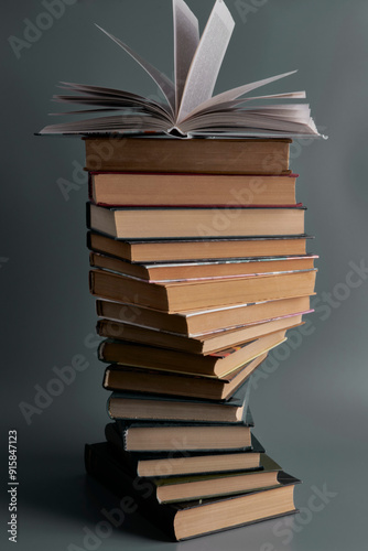 A stack of books in a spiral