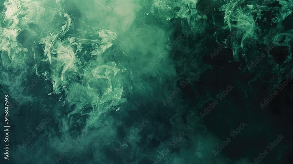Fototapeta premium Witch Green Smoke Grunge Watercolour Texture Banner Background