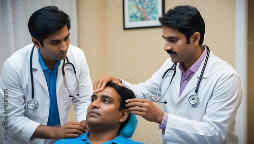 Experienced indian doctor examining patient photo