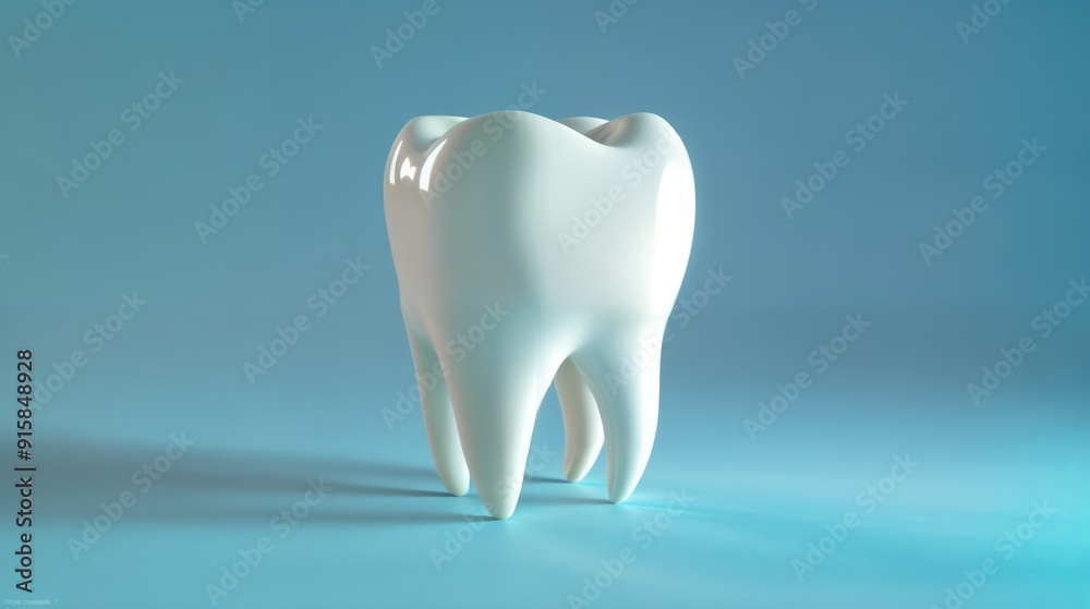 White clean tooth on a blue background. The concept of dentistry. AI generated. White clean tooth on a blue background. The concept of dentistry. AI generated.