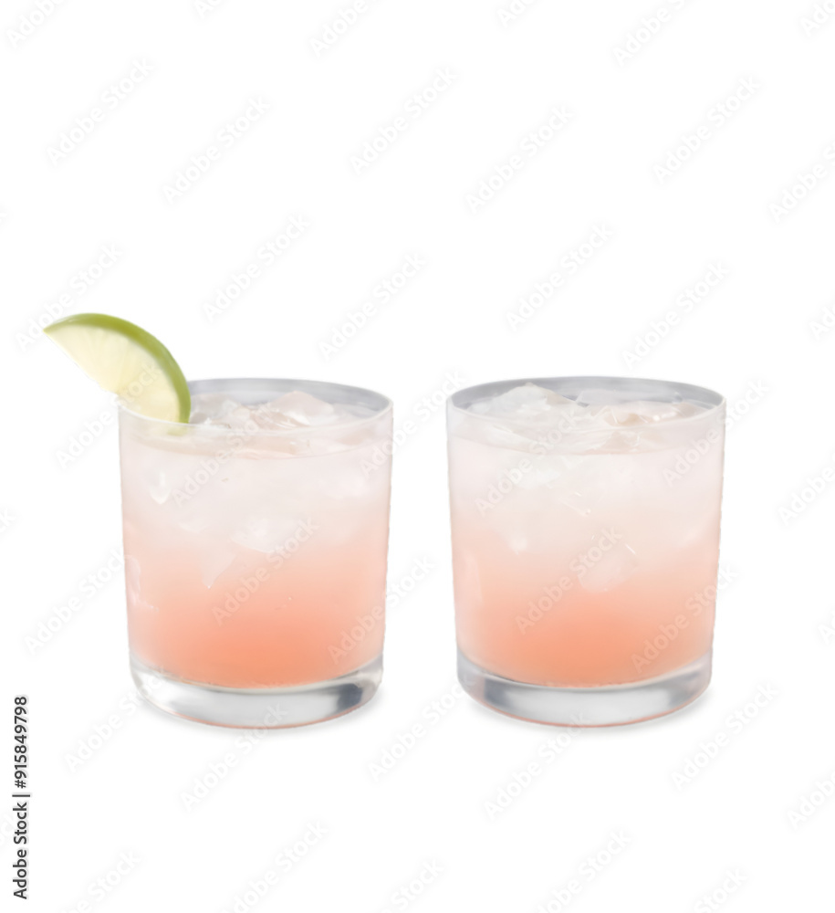 two glasses of paloma cocktail isolated on white or transparent background two glasses of paloma cocktail isolated on white or transparent background
