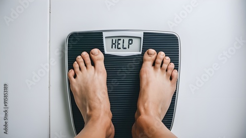 A bathroom scale displaying the weight reading as 