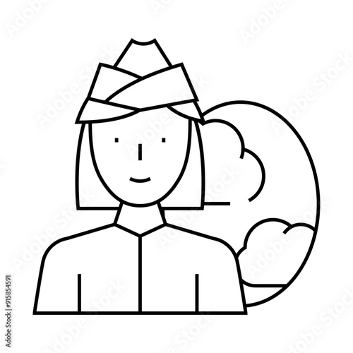 stewardess woman job line icon vector. stewardess woman job sign. isolated contour symbol black illustration