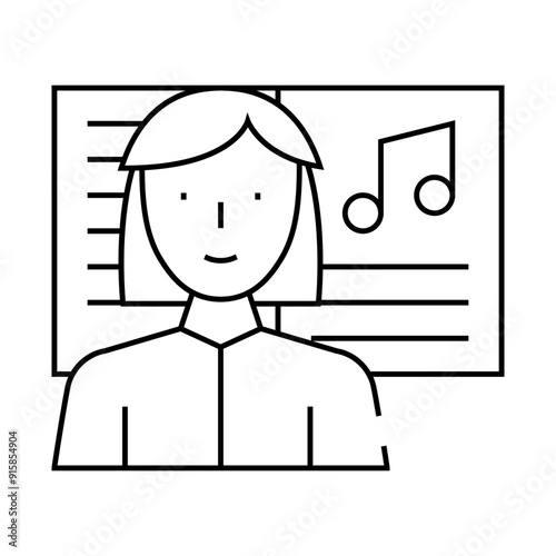 musician woman job line icon vector. musician woman job sign. isolated contour symbol black illustration
