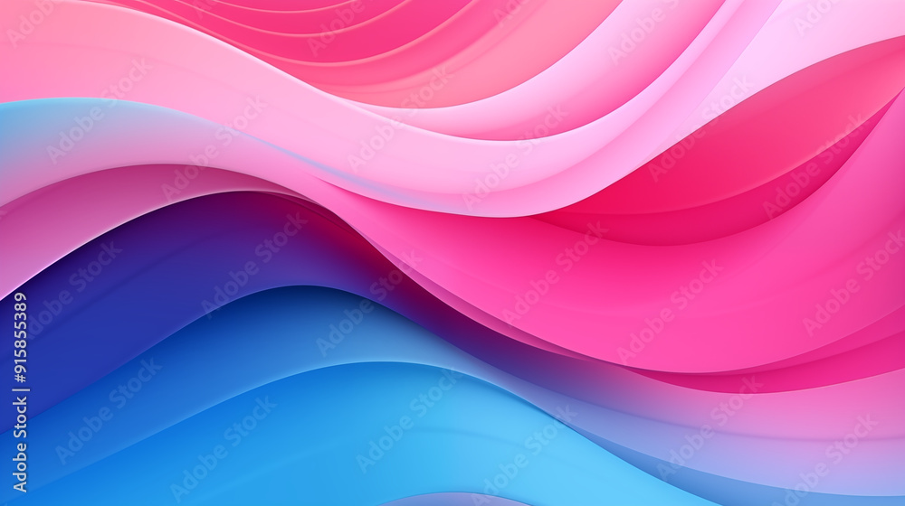 Fototapeta premium Abstract background featuring vibrant pink and blue flowing waves with smooth gradients and layered curves.