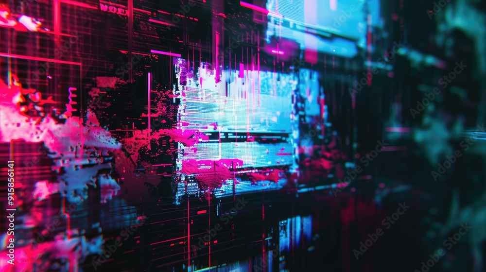 Fototapeta premium Abstract concept graphic element showcasing TV screen glitch noise texture on a background emphasizing art design and digital error effects