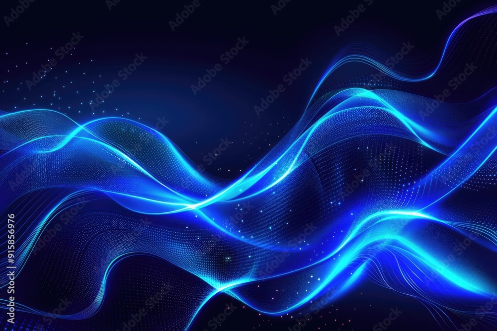 Naklejka premium Fala niebieskiego światła na czarnym tle