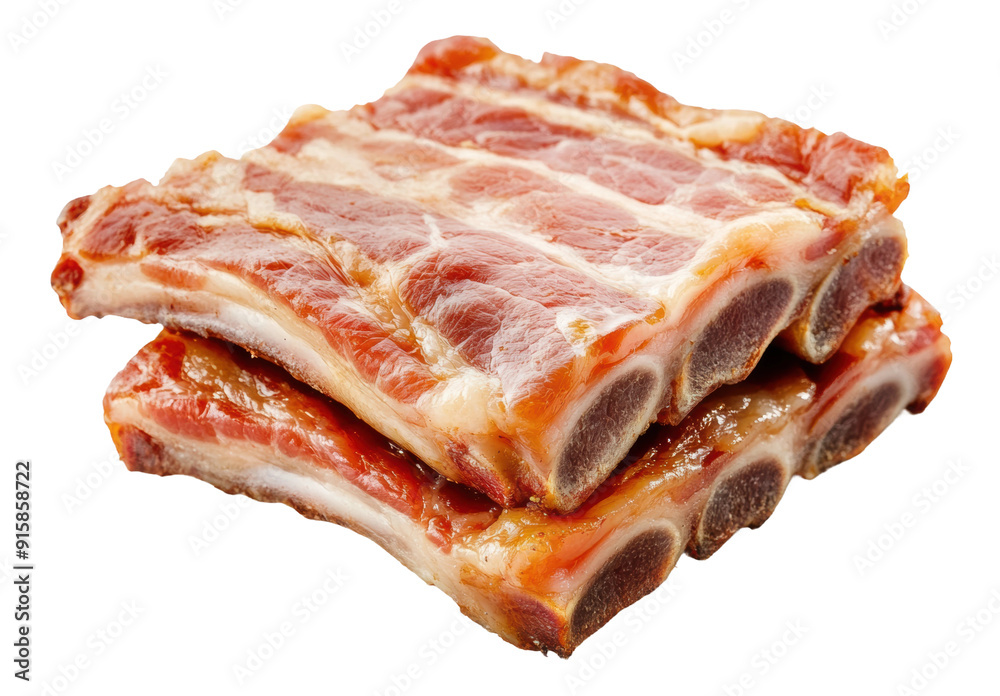 Freshly cut pork ribs ready for grilling, cut out - stock png. Freshly cut pork ribs ready for grilling, cut out - stock png.