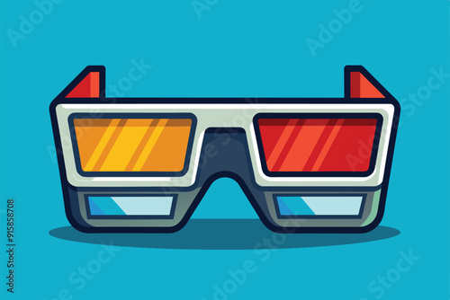 Bright and fun customizable 3D glasses displayed prominently on a vibrant blue background, perfect for immersive entertainment activities