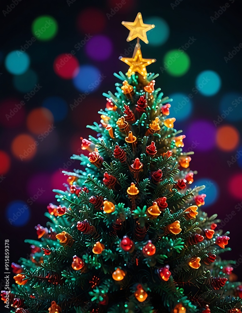 Christmas and New Year s tree set against a white snowy backdrop Includes copy space image