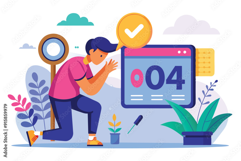A person is engaged in searching for customizable options, expressing determination in a well-lit workspace filled with plants A person is engaged in searching for customizable options, expressing determination in a well-lit workspace filled with plants