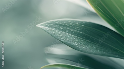 Close-Up of Water Droplets on Green Leaves After a Rain Shower in a Lush Garden