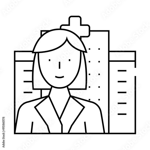 doctor woman job line icon vector. doctor woman job sign. isolated contour symbol black illustration