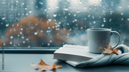 Cozy Morning With a Book and Tea by the Window in Autumn