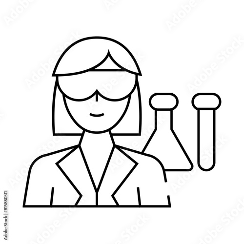 chemist woman job line icon vector. chemist woman job sign. isolated contour symbol black illustration