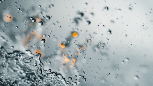 Water Droplets Splashing on Surface in Bright Light