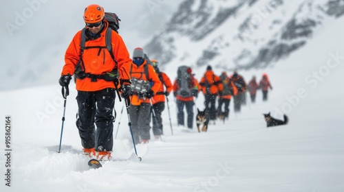 Wallpaper Mural Climbers Trekking Through Snowy Mountains in Winter Conditions Torontodigital.ca
