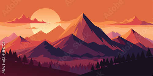 sunset in mountains