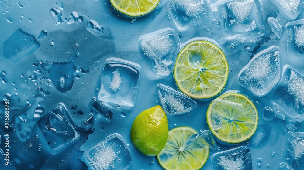 Lime Slices with Ice Cubes Lime Slices with Ice Cubes