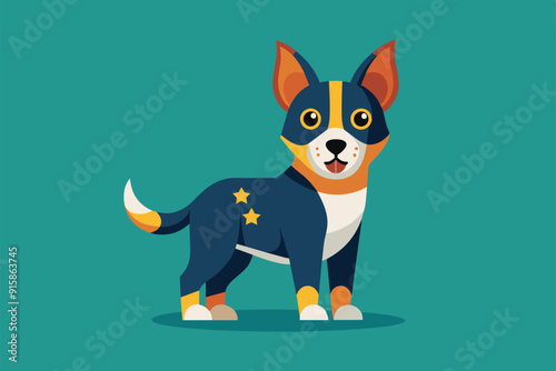 A cheerful dog illustration, featuring bright colors and playful proportions, highlights the joy of adopting a pet in a friendly atmosphere