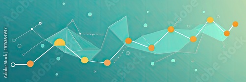 A simple line graph with an upward trend, using basic geometric shapes to symbolize business growth photo