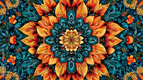 Detailed Flower and Leaf Mandala Pattern