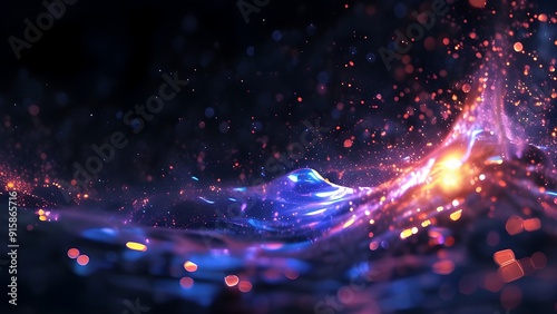Glowing Holographic Liquid Particles Moving in Dark Space