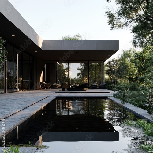 Detailed exterior shot with corona render, natural composition, 35mm lens, and rule of thirds