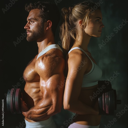 Fitness couple in ultra detail captured with 35mm lens camera, high resolution image