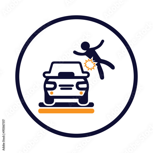 car, accident, man, car knock down a pedestrian icon