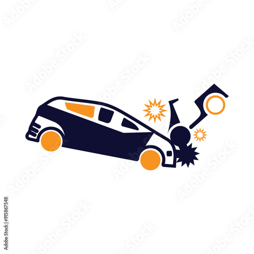 car, accident, man, car knock down a pedestrian icon