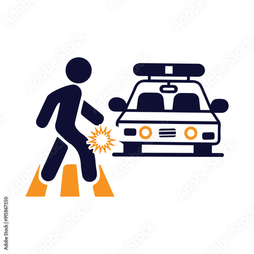 car, accident, man, car knock down a pedestrian icon