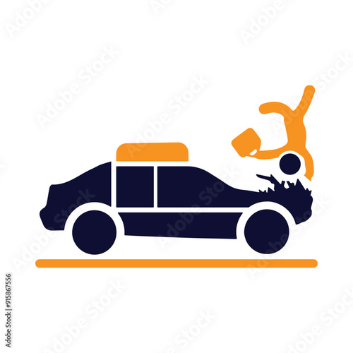 car, accident, man, car knock down a pedestrian icon