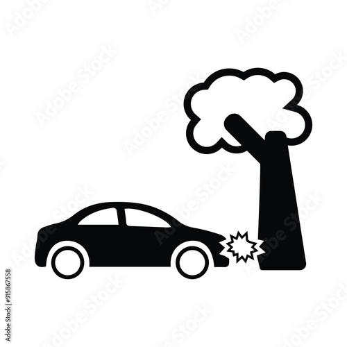 car, tree, accident, car accident, car accident with tree, car knock down a pedestrian icon