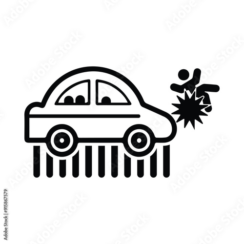 car, accident, man, car knock down a pedestrian icon