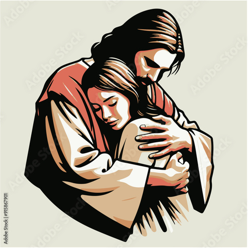 Jesus Christ hugging